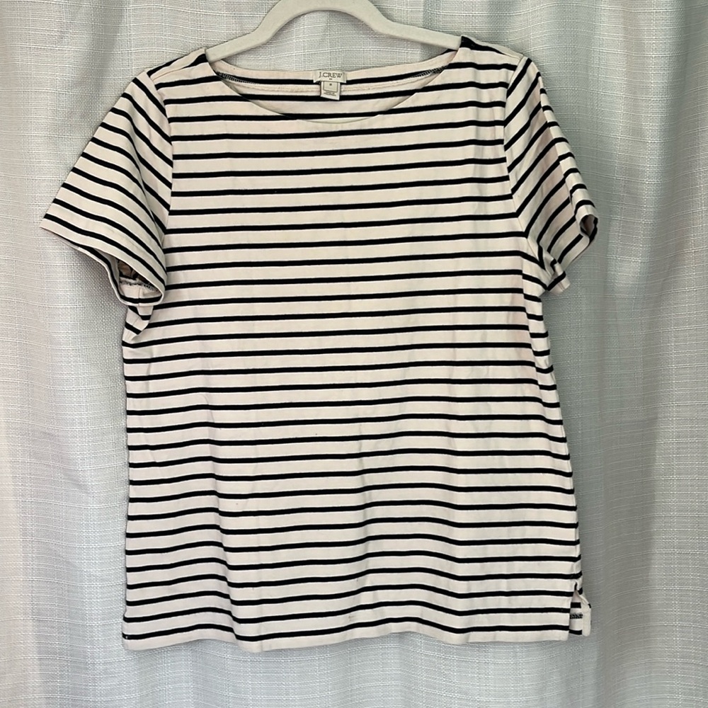 J Crew Boat Neck Mariner's Short Sleeve Horizontal Striped Shirt, Women's M